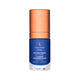 Blue skincare bottle with bronze cap on a white background