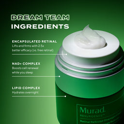 Green skincare jar with 'Dream Team Ingredients' text on a green background