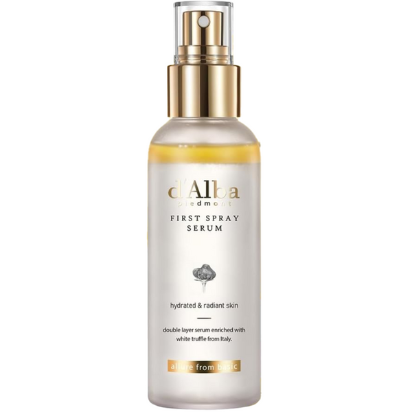 Alba First Spray Serum bottle on a white background