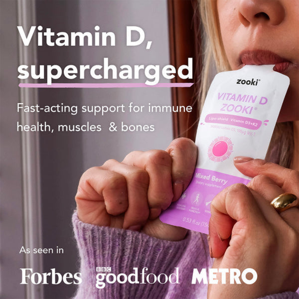 Zooki Liposomal Vitamin D3 + K2 3,000iu, Mixed Berry Flavour - 14x10ml sachets