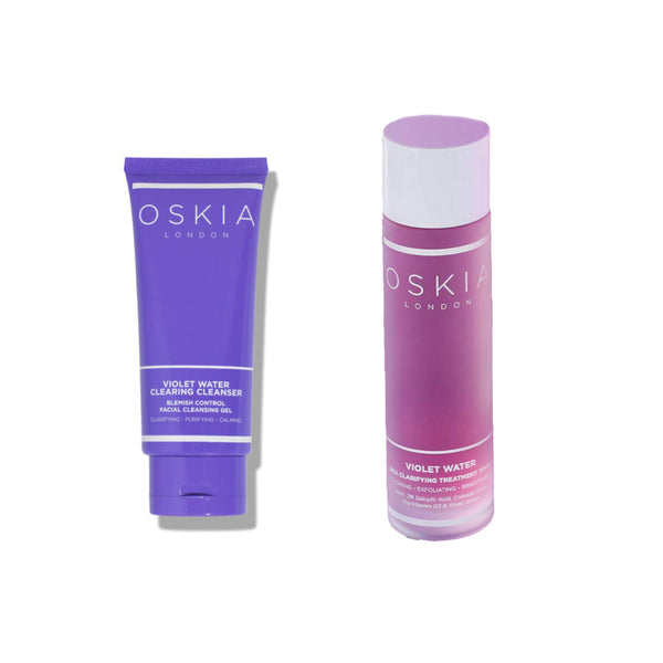 OSKIA Violet Water Blemish Control Facial Cleansing Gel & BHA Clarifying Treatment Tonic Duo