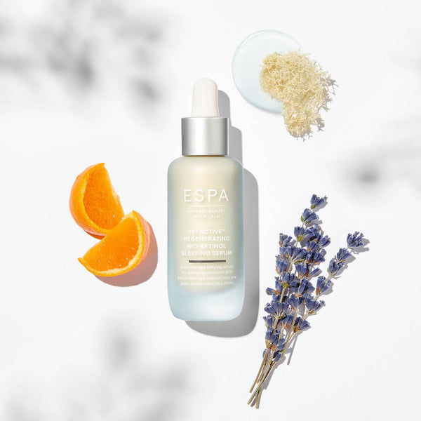 ESPA Tri-Active Regenerating Bio Retinol Sleeping Serum and its natural ingredients