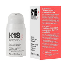K18 Leave-in Molecular Repair Hair Mask and packaging