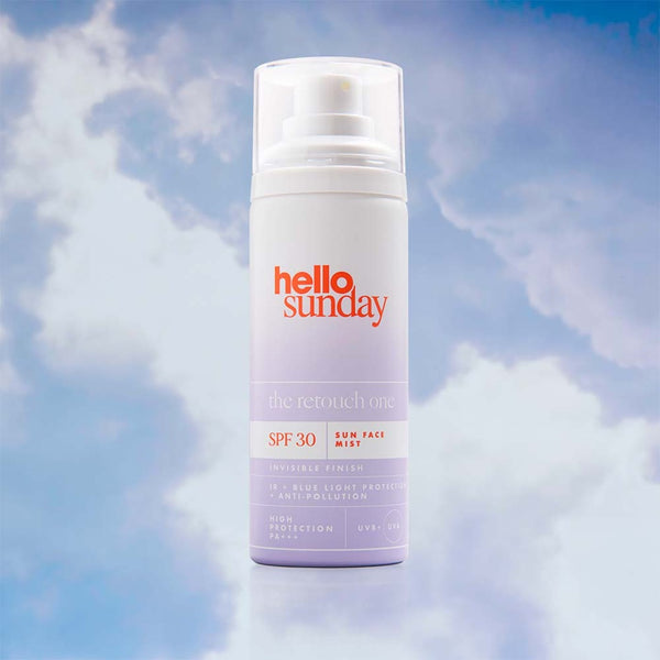 Hello Sunday The Retouch One - Face Mist SPF30 on a cloudy background