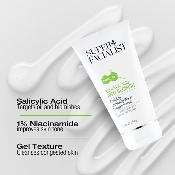 Infographic highlighting salicylic acid cleansing wash ingredients benefits