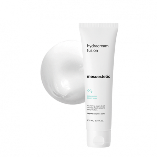 mesoestetic Hydracream Fusion and its contents poured behind it