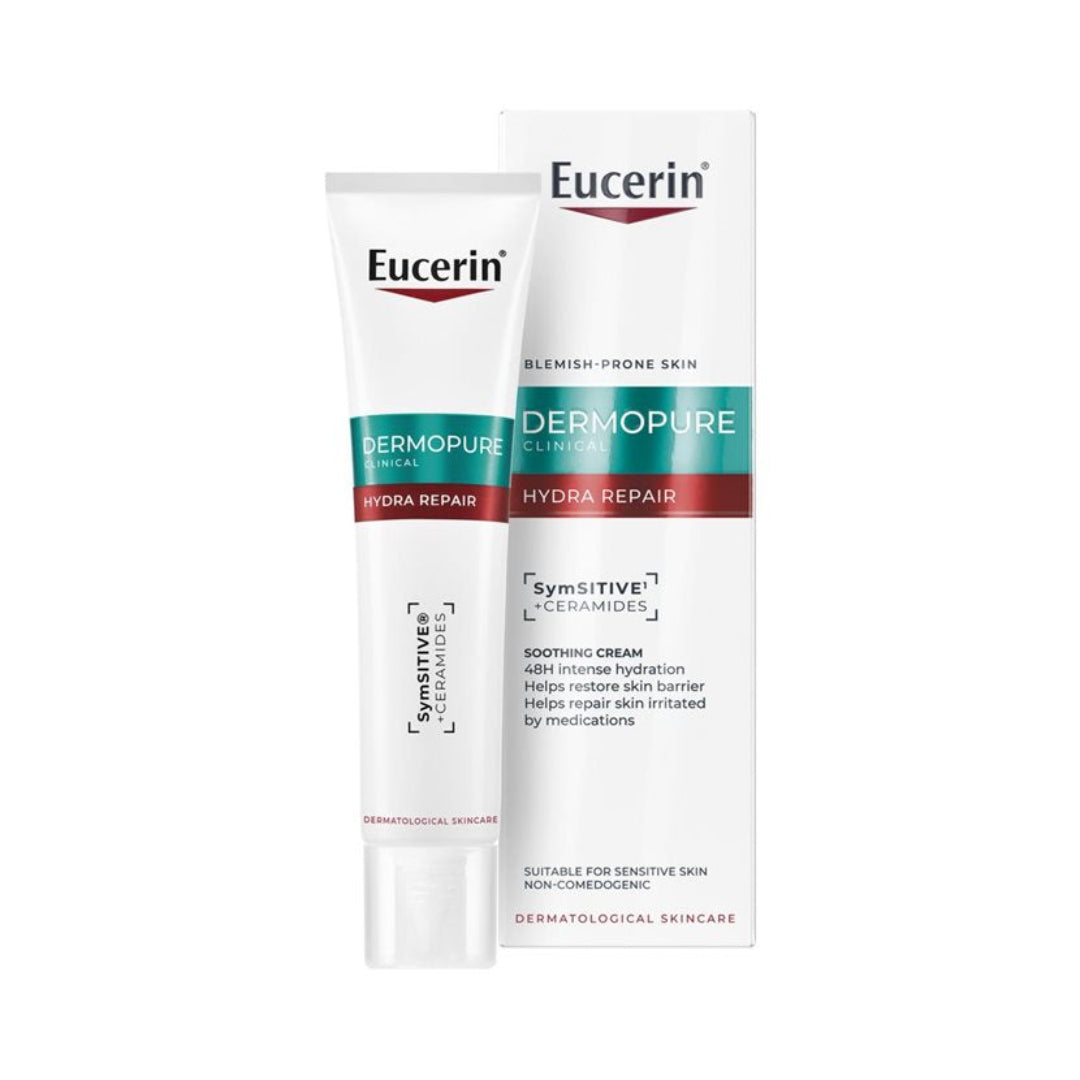 Eucerin Dermopure Hydra Repair cream packaging on a white background