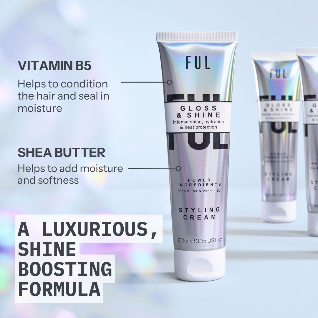Ful Gloss & Shine styling cream tube with product details on a light background