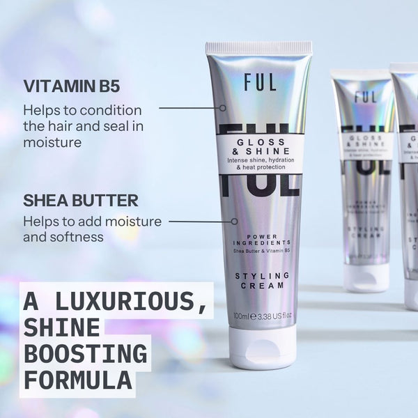 Ful Gloss & Shine styling cream tube with product details on a light background