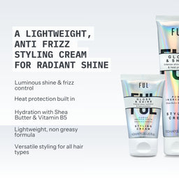 FUL Gloss & Shine styling cream with product description on a light gray background