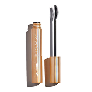 Sigma Lash Icon mascara with brush on a white background