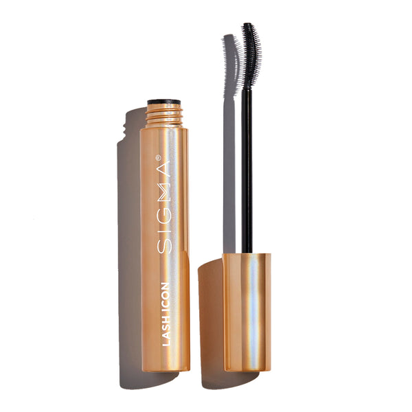 Sigma Lash Icon mascara with brush on a white background