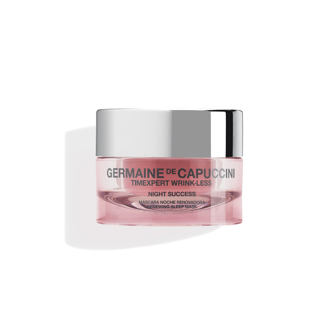 A jar of Germaine de Capuccini Night Success Timexpert Wrinkless Mask on a white background with a soft shadow.