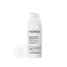 Filorga Daily Repair Mineral UV 50 skincare bottle on a white background