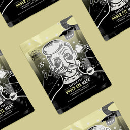 Barber Pro Under Eye Mask packaging on a beige background