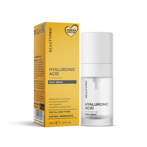BeautyPro Hyaluronic Acid serum packaging on a white background