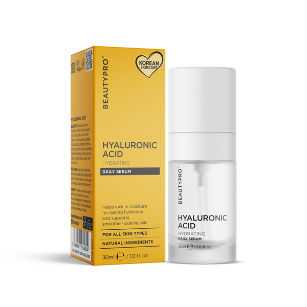 BeautyPro Hyaluronic Acid serum packaging on a white background