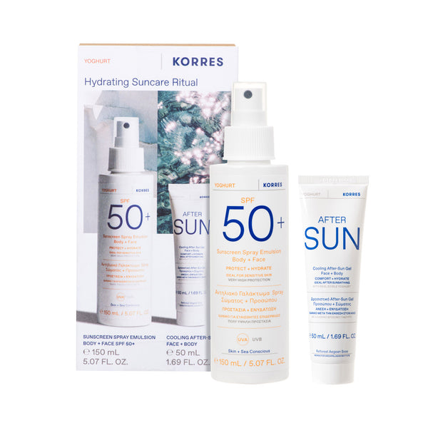 KORRES Hydrating Suncare Ritual Yogurt Spray Sunscreen SPF 50 150ml & After Sun 50ml