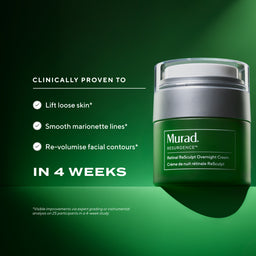 Green skincare jar with text on a green background