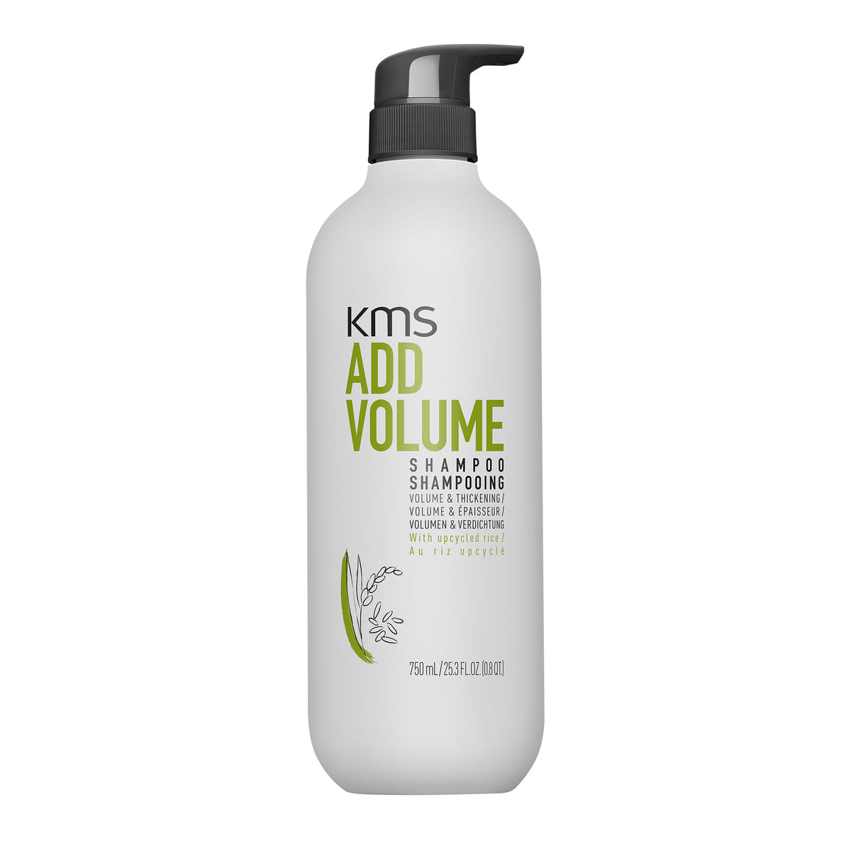 KMS Add Volume shampoo bottle on a white background