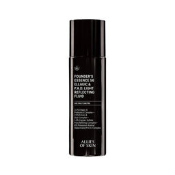 Black skincare bottle labeled 'Founders Essence 56' on a white background