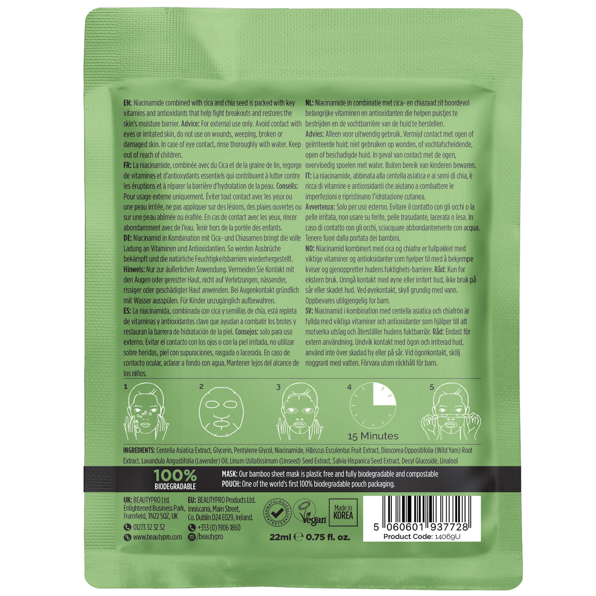 BEAUTYPRO CICA & NIACINAMIDE Blemish Control Sheet Mask