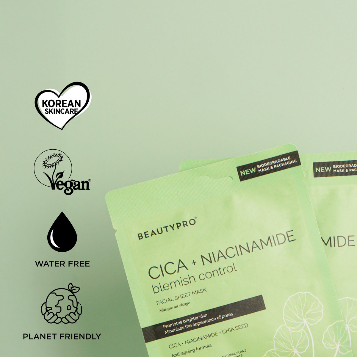 BEAUTYPRO CICA & NIACINAMIDE Blemish Control Sheet Mask