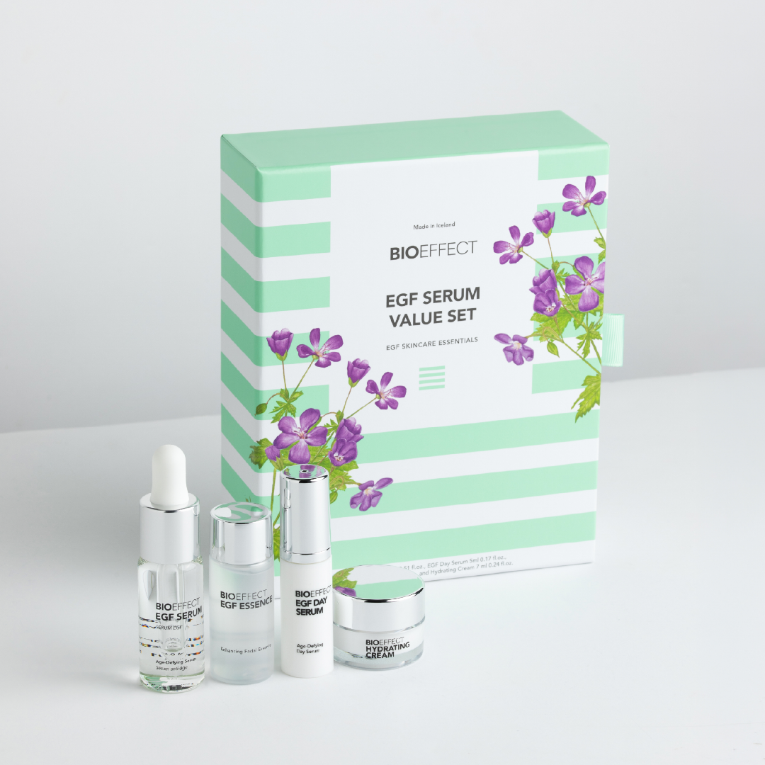 Bioeffect EGF Serum value set with packaging on a white background