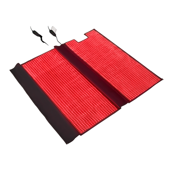 Red LED panel with black frame on a white background