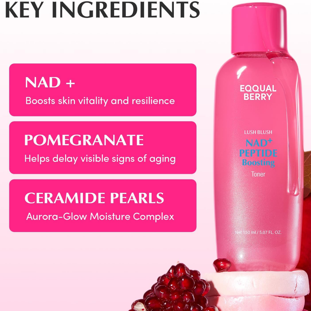 Eqqualberry Lush Blush NAD+ Peptide Boosting Toner 150ml