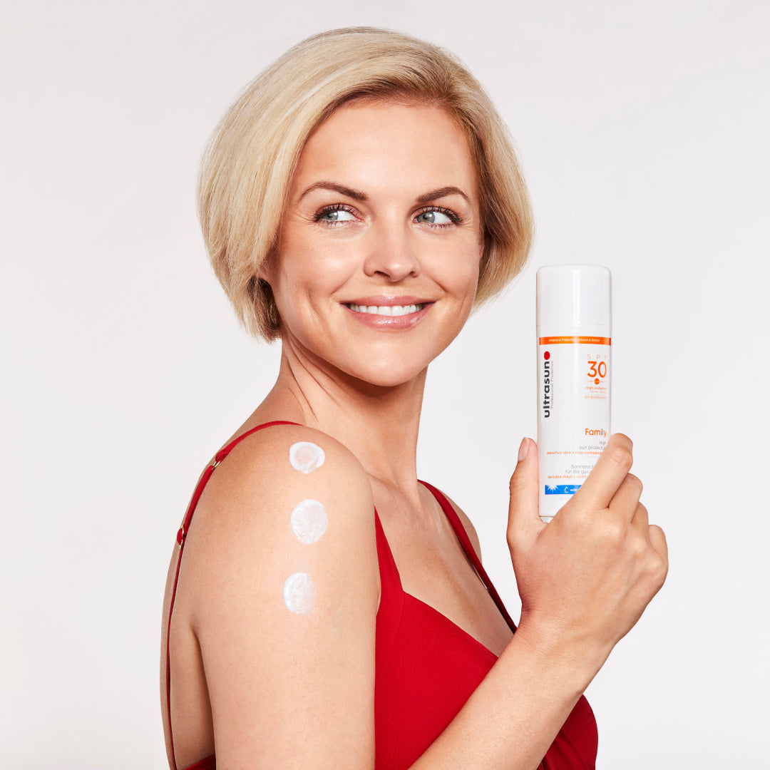 Ultrasun Family SPF 30 400ml being applied to arm