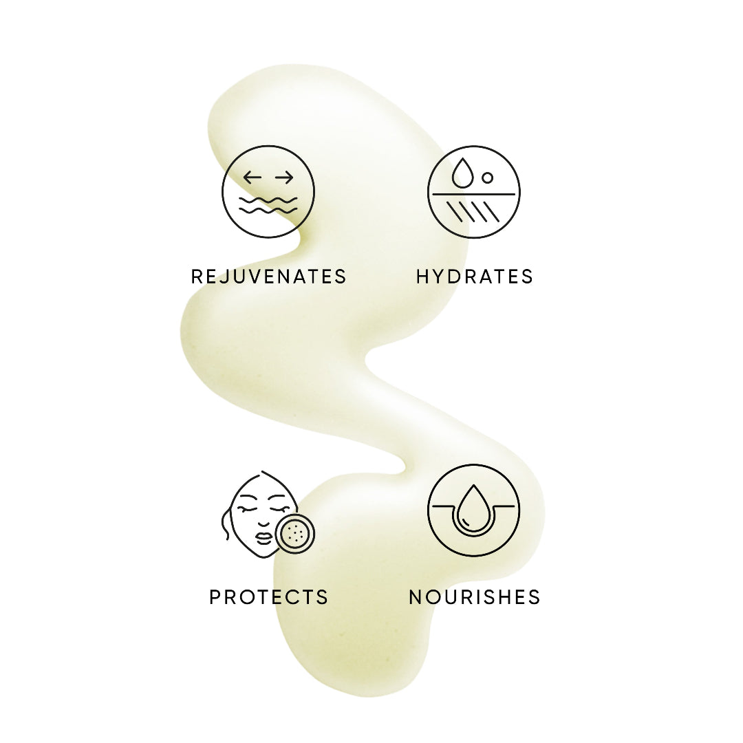 Nourishing cream with icons and text on a white background