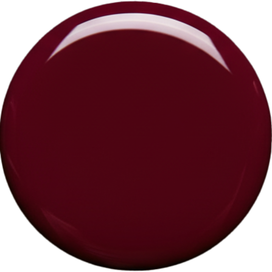 A glossy, deep burgundy circular color swatch on a solid white background.