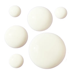 Set of six white ping pong balls on a white background