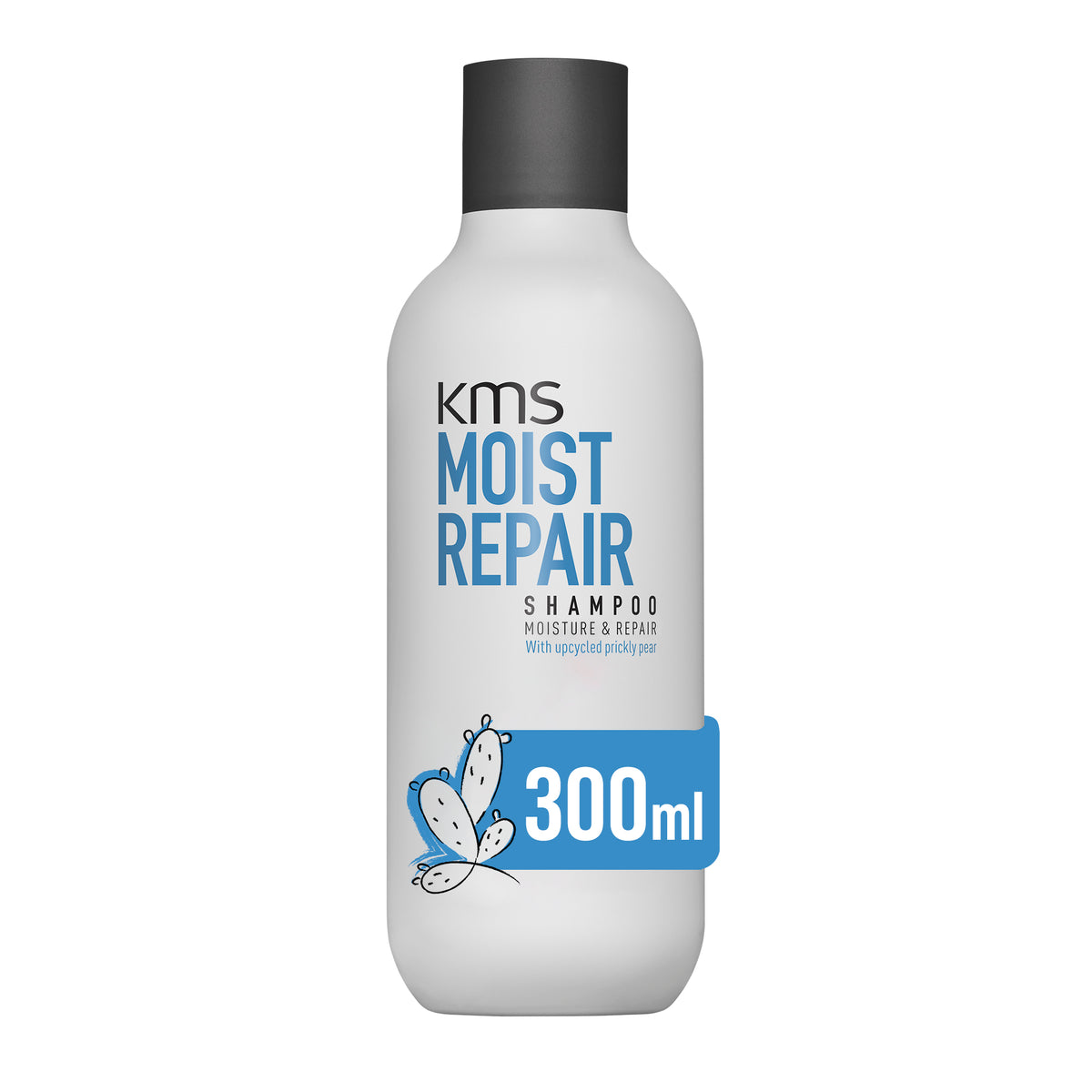 KMS Moist Repair shampoo bottle on a white background
