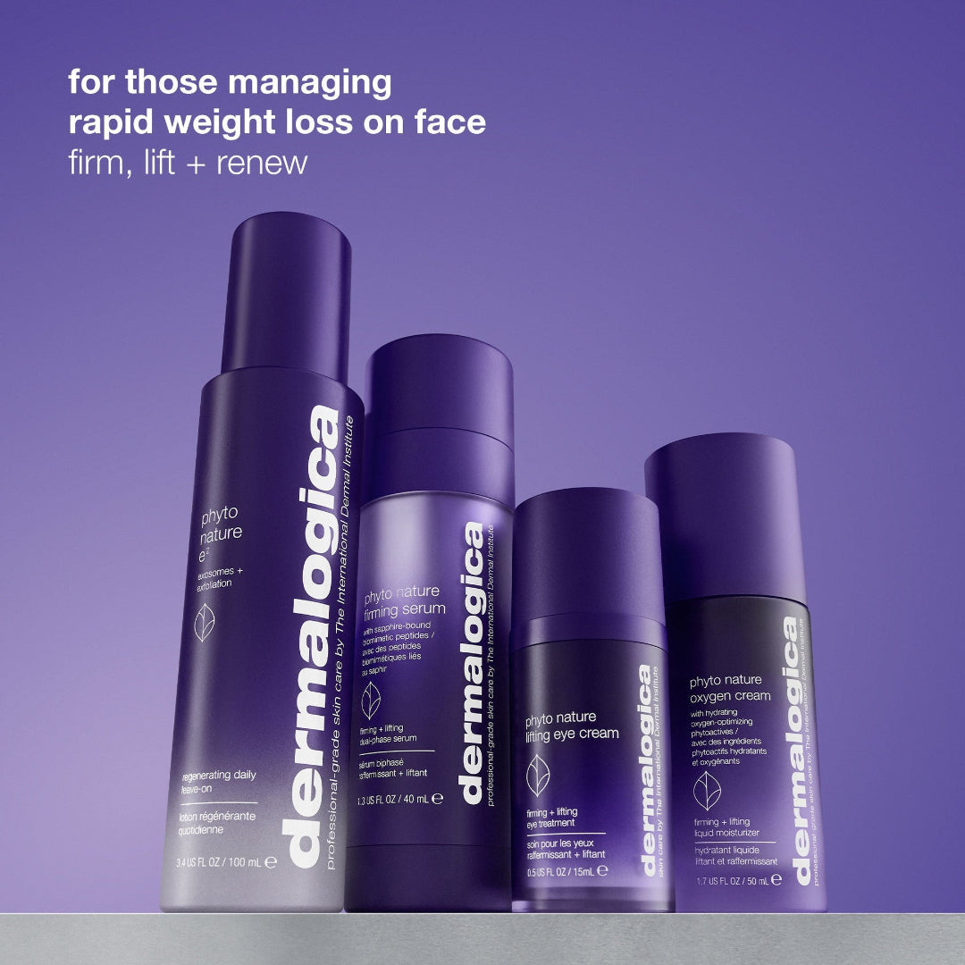 Dermalogica skincare products on a purple background