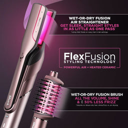 Shark FlexFusion Straight 5-in-1 Air & Ceramic Styling, Drying & Straightening System with Storage Case – Cosmic Blush