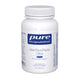 A white bottle of Pure Encapsulations Hair/Skin/Nails Ultra supplement with a blue and white label, on a white background.