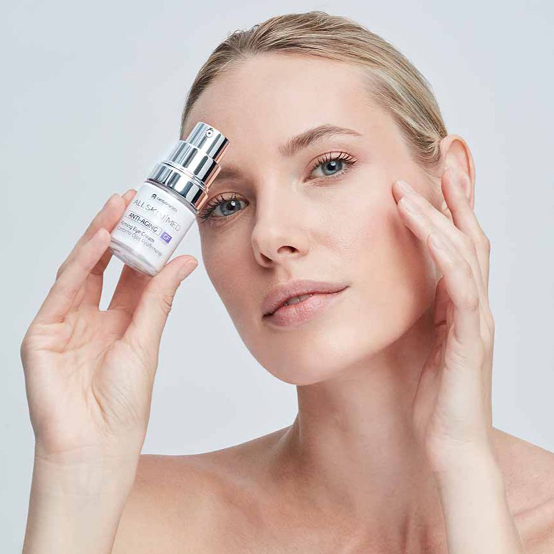 model holding ALLSKIN MED GF Firming Eye Cream