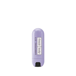 Purple lip treatment stick with 'frank body' label on a white background