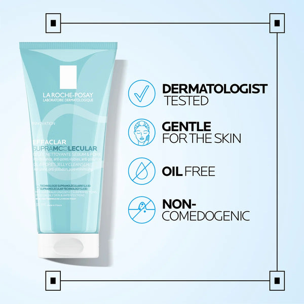 La Roche-Posay Effaclar Supramolecular Face Jelly Cleanser for Oily Skin & Visible Pores, with Salicylic Acid & Niacinamide 200ml