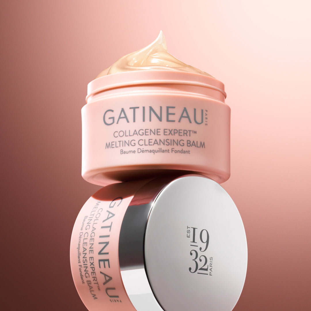 Gatineau Collagene Expert Melting Cleansing Balm on a pink background