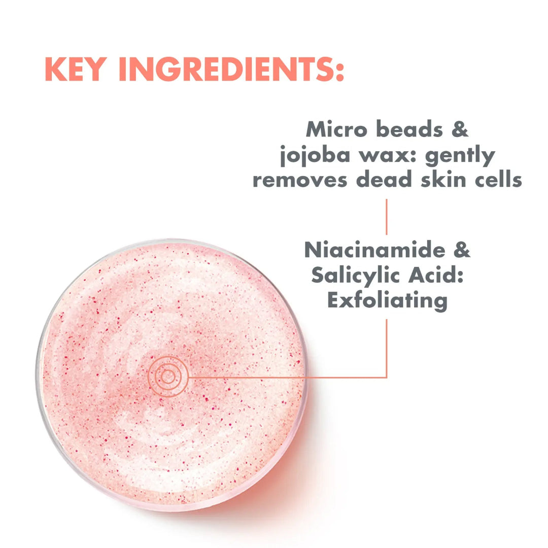 Product with key ingredients listed on a white background