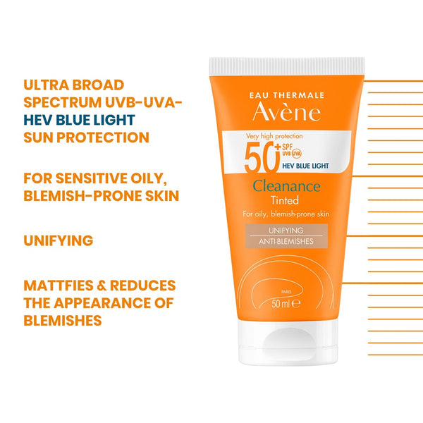 Ultra broad spectrum UVB-UVA-HEV blue light sun protection, for sensitive oily, blemish prone skin, unifying, mattifies and reduces the appearance of blemishes 
