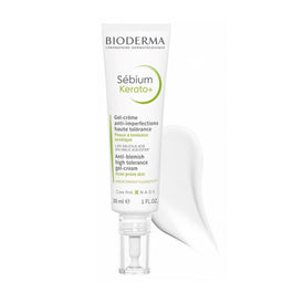 Bioderma Sébium Kerato+ Anti-Blemish Gel Cream for Acne Prone Skin with its contents behind it