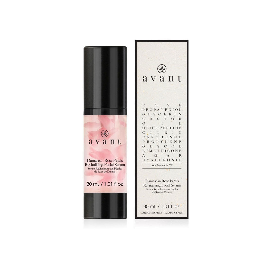 Avant Skincare Damascan Rose Petals Revitalising Facial Serum and packaging